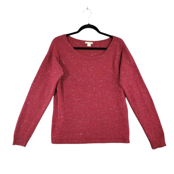 Garnet Hill Sweaters - GARNET HILL Red Speckled Wool Alpaca Elbow Patch Sweater Academia SIZE SMALL
